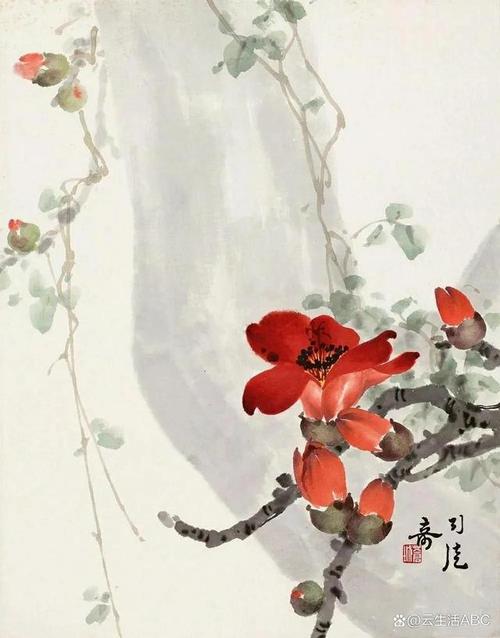 在国画中有这样一位画家被称为"司徒红棉",他所画的红色木棉花厚瓣