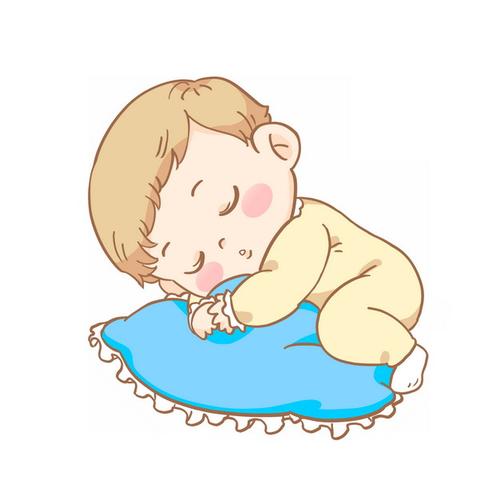 可爱的卡通宝宝抱着枕头睡觉517317psd图片免抠素材