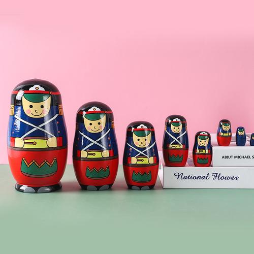 六层彩绘俄罗斯套娃7层卡通木质套娃娃木制玩具八层旅游工艺礼品