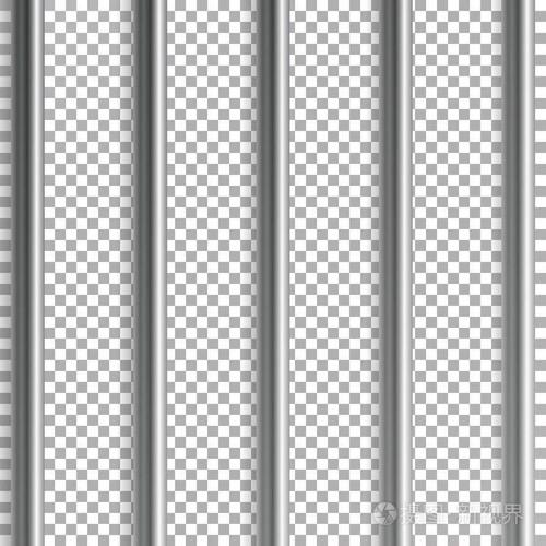 铁窗矢量图.透明背景上孤立.3d 的铁或钢制监狱房子网格图