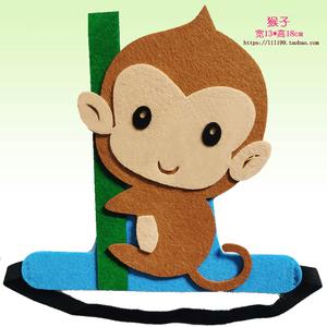 小猴子头饰猩猩卡通帽子儿童动物头套幼儿园舞台装扮演道具六一