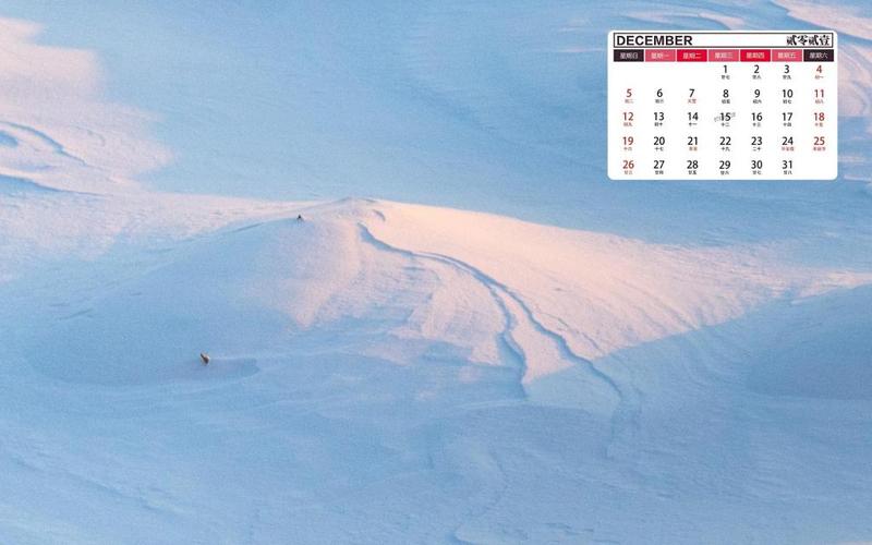 2021年12月唯美迷人的冬日雪景世界日历写真,农历,月历壁纸-回车桌面