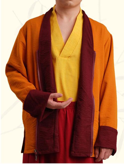 2022藏传佛教僧人僧衣喇嘛僧服居士服双面东波和尚服红外套上衣 藏