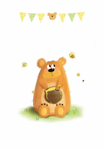 爱吃蜂蜜的熊|插画|儿童插画|炸虾 - 原创作品 - 站酷 (zcool)