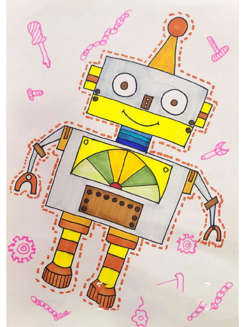 超简单机器人儿童画 后面有线稿图,宝宝们可以拿去涂色96.