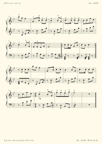 《48,放风筝,钢琴谱》东北民歌,郏国庆(五线谱 钢琴曲 指法)-弹吧