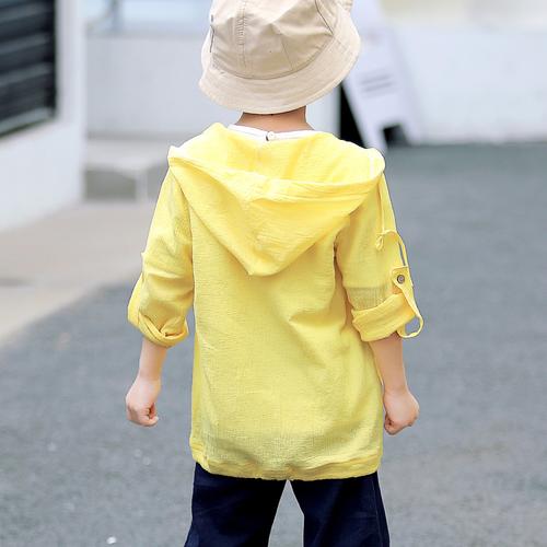 儿童防晒衣中大童棉麻韩版外套夏季男童防晒服薄款透气连帽空调衫
