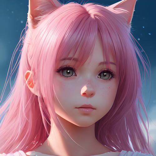 粉色梦幻小猫少女头像