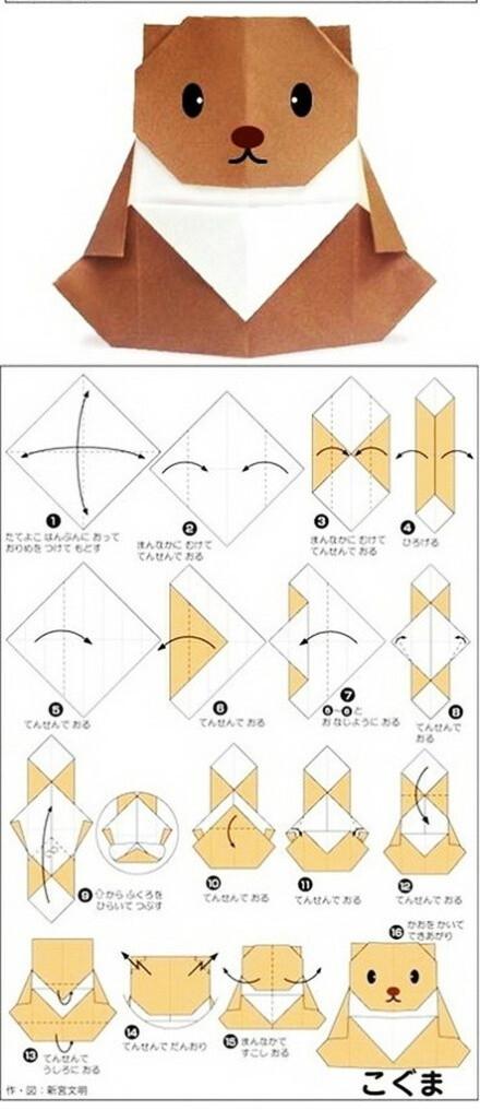 【简单易学的小动物折纸】虽然步骤是用日文写的,但