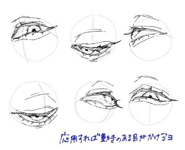 不同角度的眼睛画法  #绘画参考##五官参考