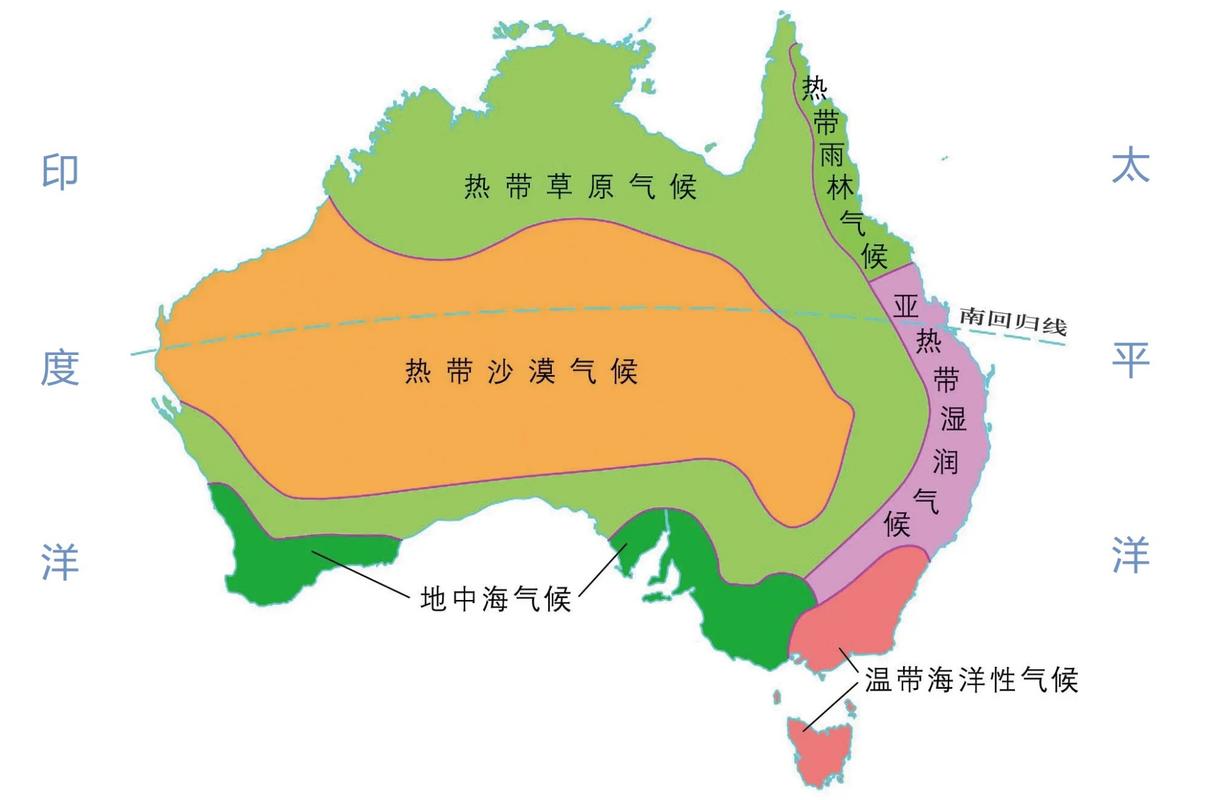 澳大利亚气候类型分布图