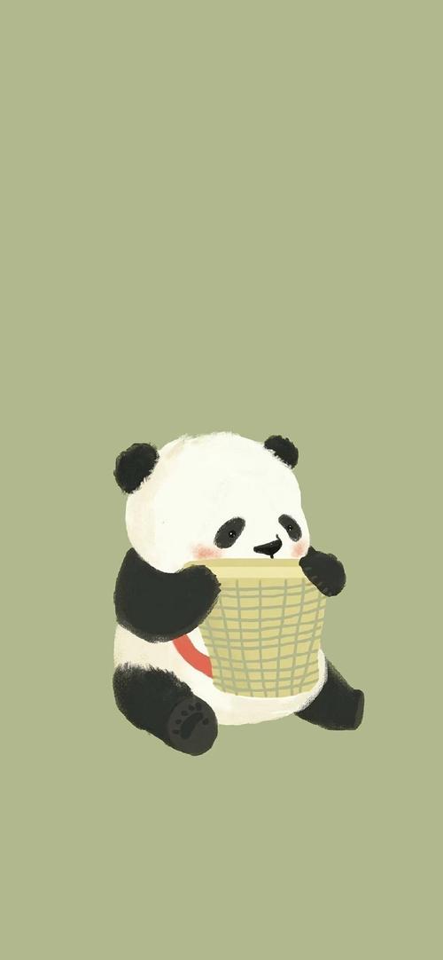 可爱国宝熊猫手绘手机壁纸-动物-手机壁纸下载-美桌网