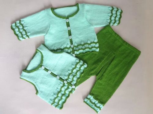 【引用视频教程】双色宝宝对襟开衫三件套编织方法