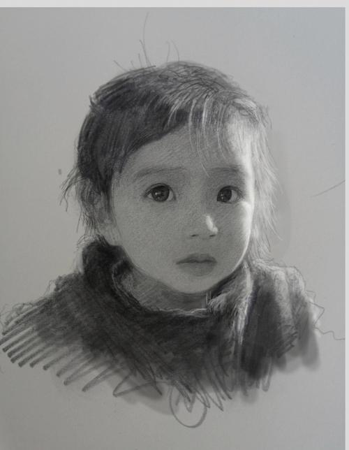 素描可爱女儿肖像