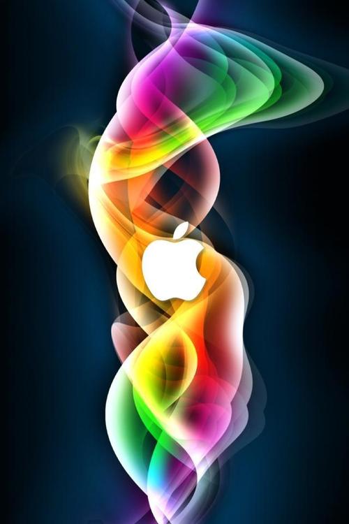 苹果标志彩虹烟雾背景,锁屏图片,高清手机壁纸,标志-回车桌面