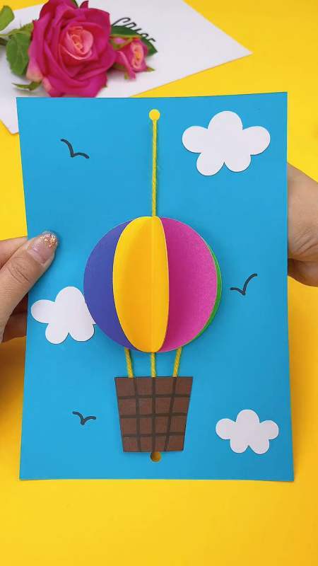 手工制作用卡纸做简单又好玩的热气球创意手工