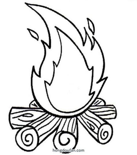 篝火的简笔画画法 篝火简笔火怎么画好看又简单燃烧的火焰简笔画树木
