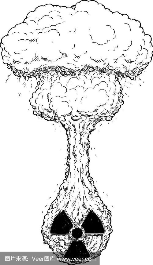 核武器爆炸的手绘涂鸦