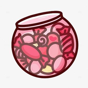 粉色爱心甜蜜糖果罐节日手绘元素