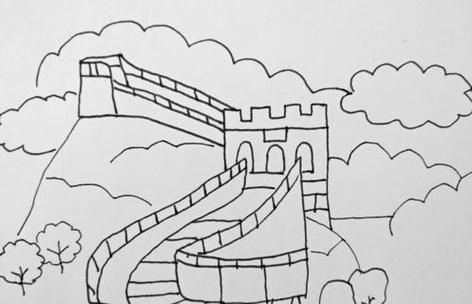 小学生画长城简单画法用画笔在画板的中央画出一个