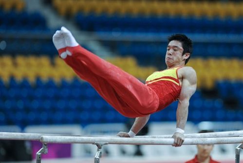 图文-中国体操队备战世界杯 董振东进行双杠训练