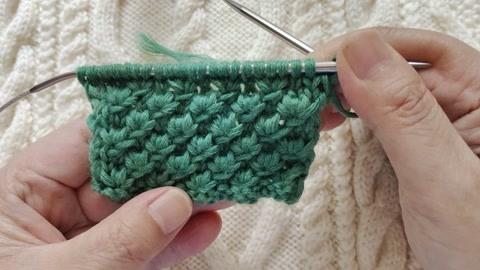 小水草花编织教程,适合手工编织女士外套毛衣,花样平整厚实