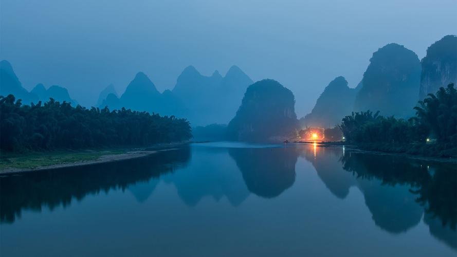 早晨桂林漓江山水风景高清壁纸图片