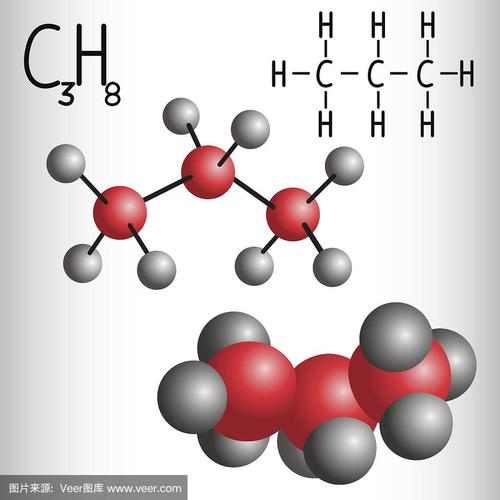 丙烷c3h8的化学式和分子模型