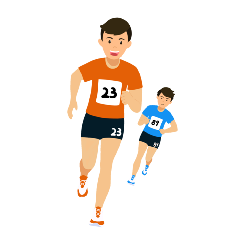 手绘卡通人物运动会跑步比赛设计元素