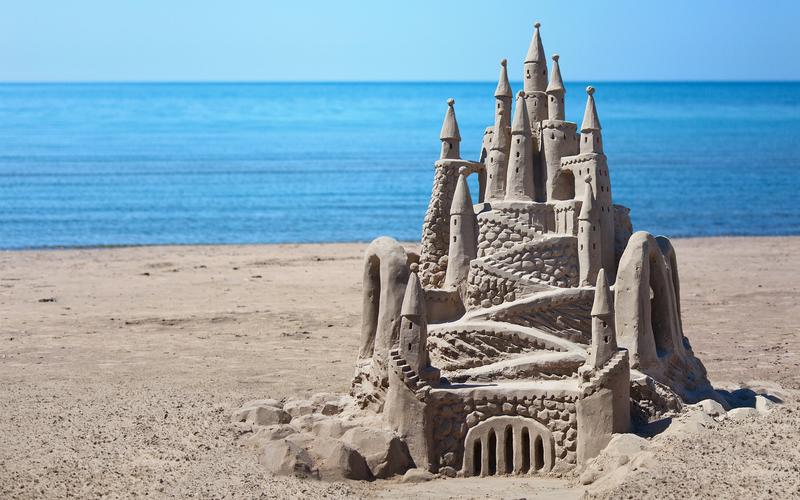 沙滩沙雕城堡建筑,高清图片,电脑桌面-壁纸族