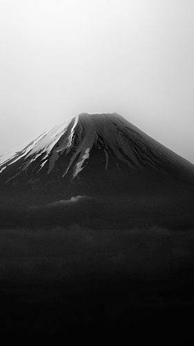 日本富士山黑白,高清图片,手机壁纸
