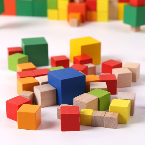 方块积木大小粒积木2-3-4-5厘米正方体立方体原木色木块数学教具