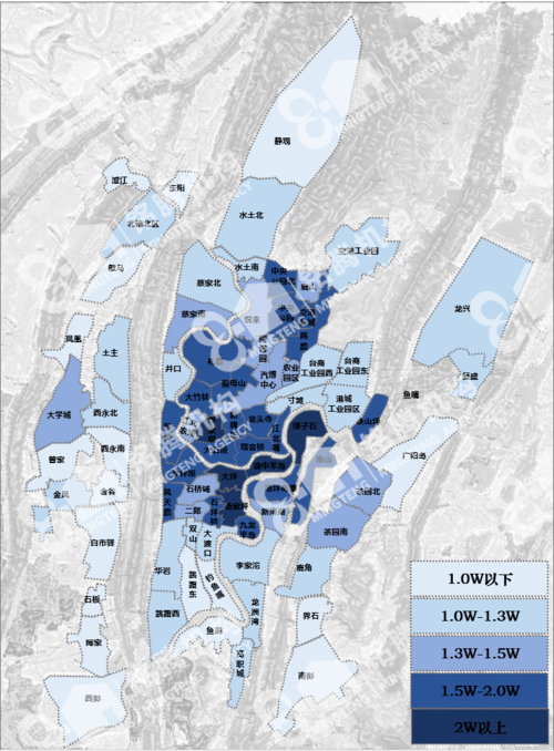 铭腾:2021年重庆主城区房价地图