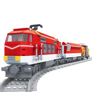 火车模型火车小学生玩具礼物小颗粒积木拼装兼容积木奥斯尼拼装
