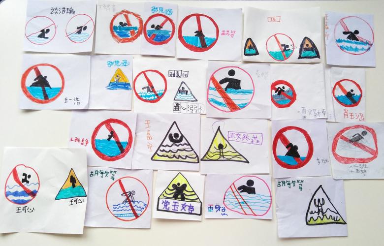 看看孩子们用自己的画笔画出来的安全标志怎么样?