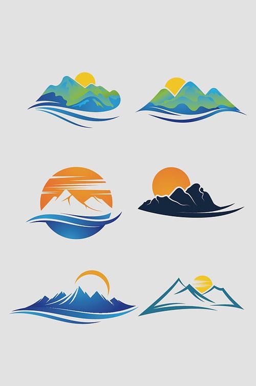 矢量山水太阳标志logo