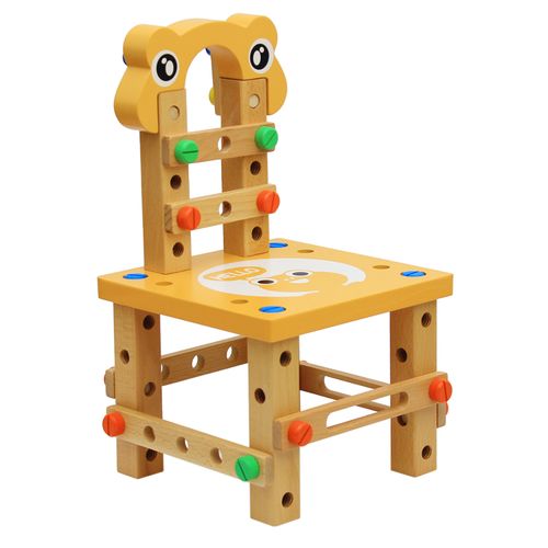螺丝螺母组合木制多功能拆装鲁班椅子百变工具椅儿童益智积木玩具_7折