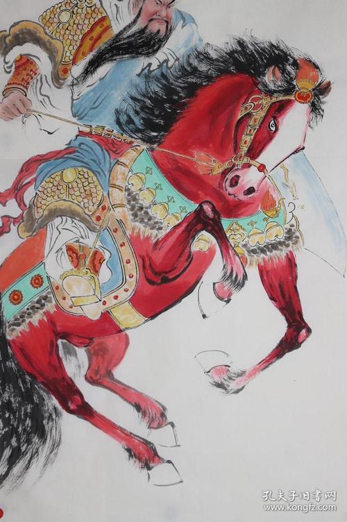 国家一级美术师王老师纯手绘四尺整纸骑马关公