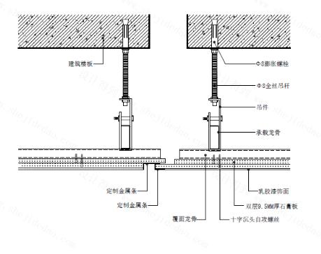 【天花】变形缝工艺节点图3,检修口若吊顶内部有设备或管道,阀门等
