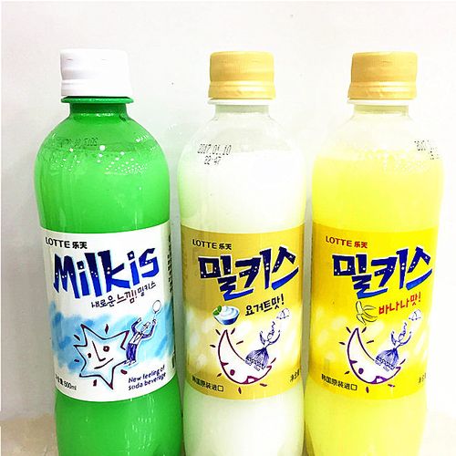 韩国进口乐天牛奶汽水妙之吻milkis 牛奶苏打水 500ml20瓶/箱图片