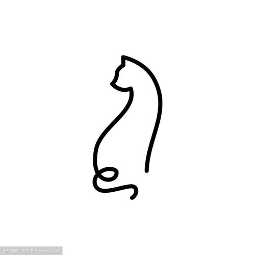 猫线轮廓单线标志图标