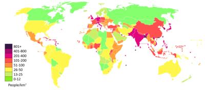 2014年世界各国人口密度图