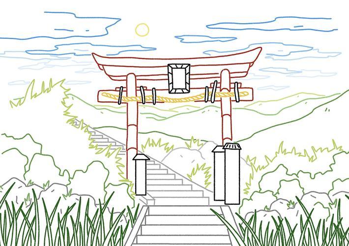 日本武士图片[矢量图,cdr]日本东京塔建筑群卡通png素材简笔画教程