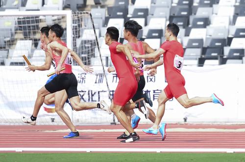 田径国家队获短跑项群基地赛男子4100米第一名