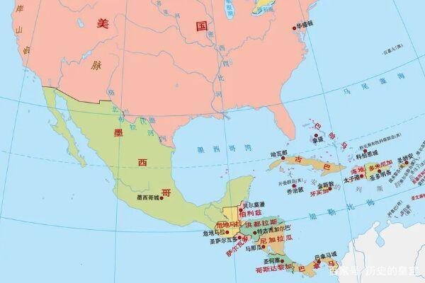 墨西哥在北美洲的地理位置