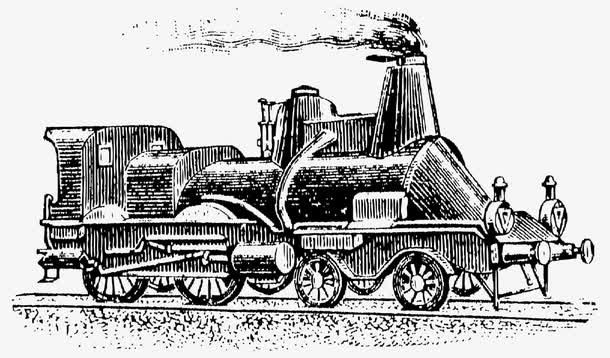 手绘的交通工具,黑白的火车,欧洲的火车,古老的火车