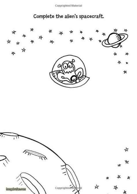 想象力涂色-完成你的宇宙外星人-红豆饭小学生简笔画大全