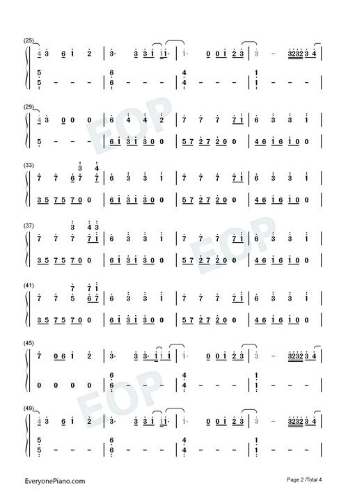 the end-抖音完整版双手简谱预览2-钢琴谱文件(五线谱,双手简谱,数字