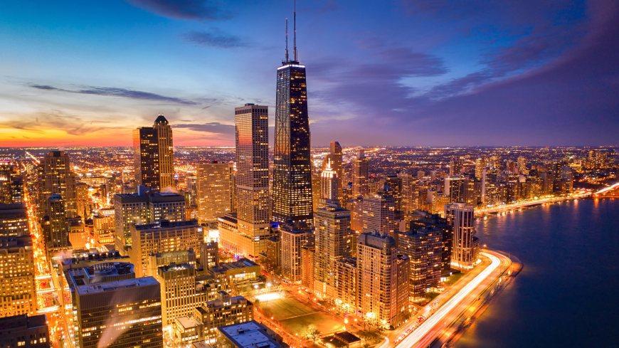 芝加哥高楼大厦城市夜景壁纸