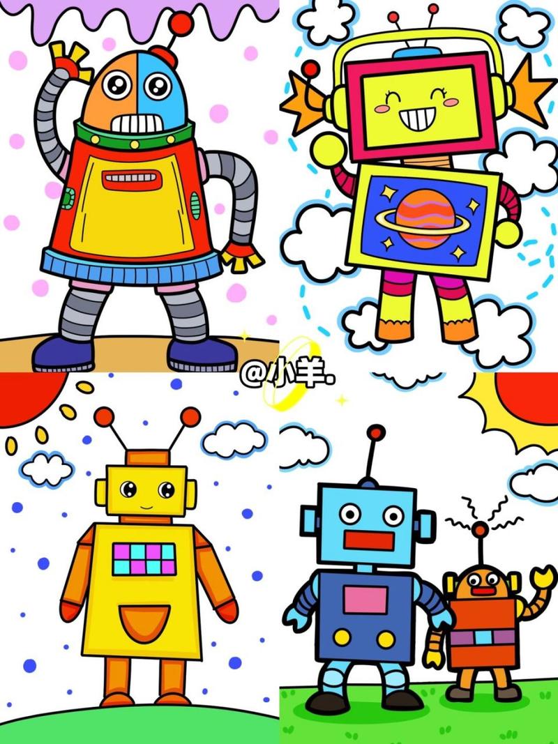 机器人0615儿童画合集 9615线稿 #创意美术儿童画# #简笔画